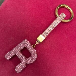 Pink initial R rhinestone Keychain purse Accessory NIP